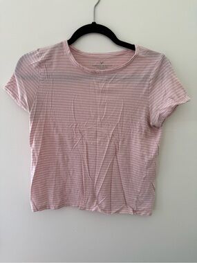 American Eagle Outfitters Light Pink Striped Short Sleeve Tee